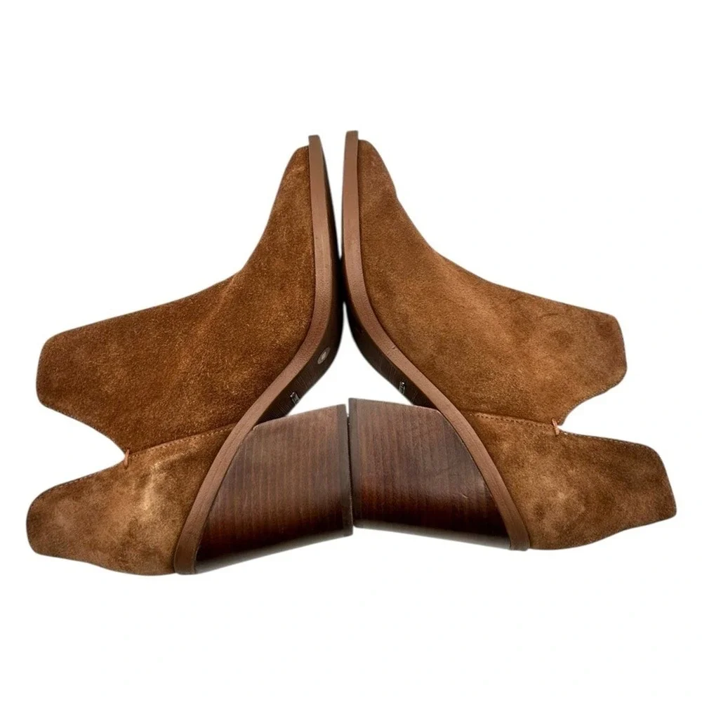 Gianni Bini‎ Brown Suede Pointed Toe Block Heel Ankle Boots Women Size 9